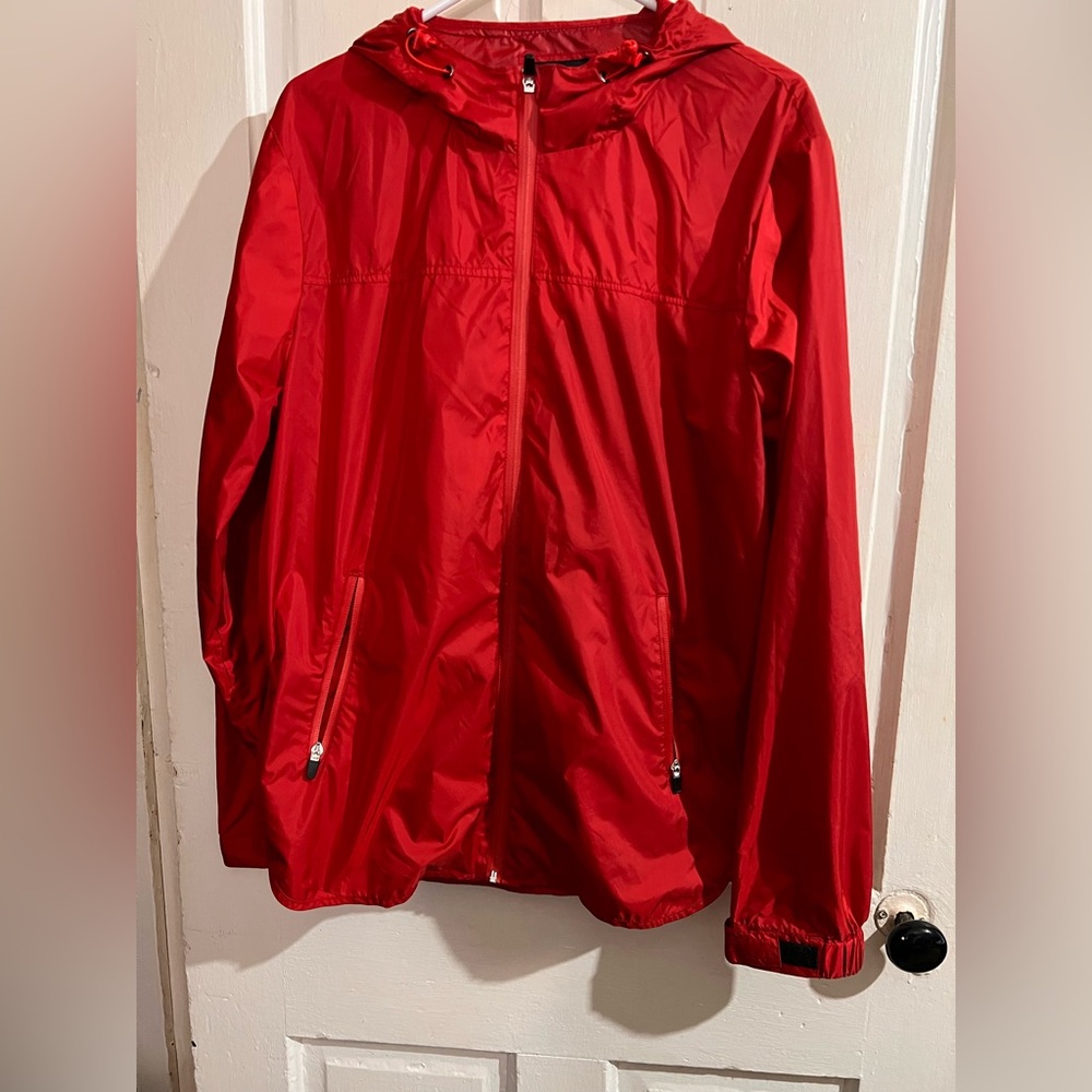 Forever 21 Windbreaker Rain  Jacket Men’s Zip Hooded Red  Size Medium